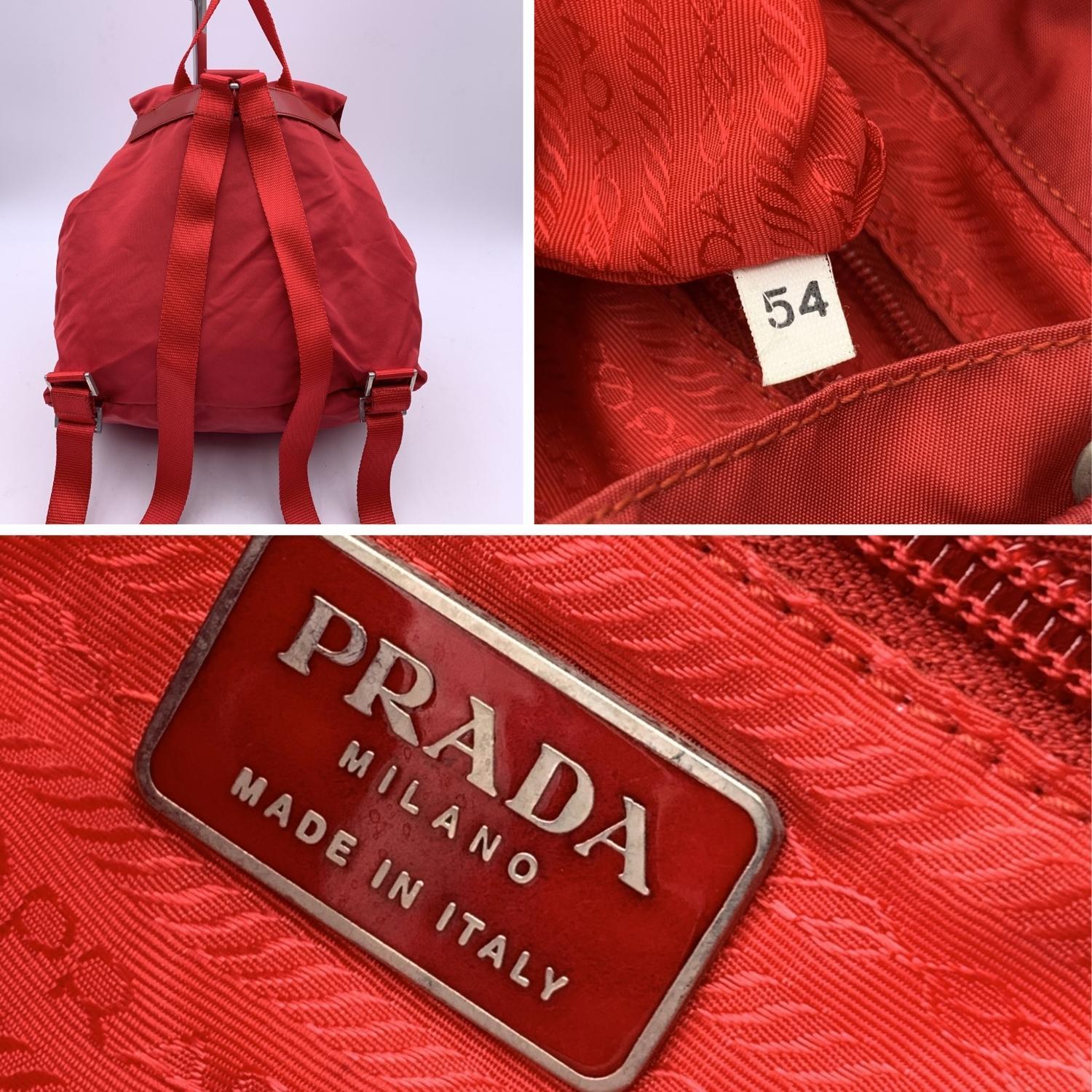 Women's Prada Vintage Red Nylon Canvas Backpack Shoulder Bag