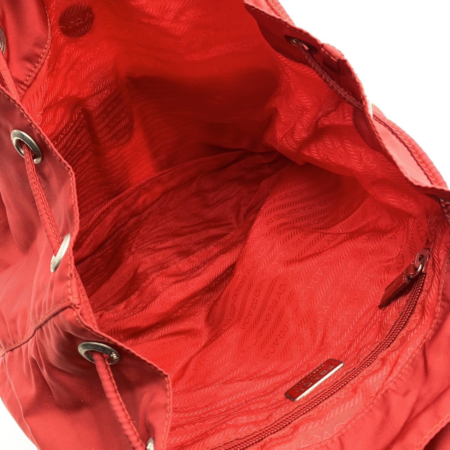 Prada Vintage Red Nylon Canvas Backpack Shoulder Bag 1