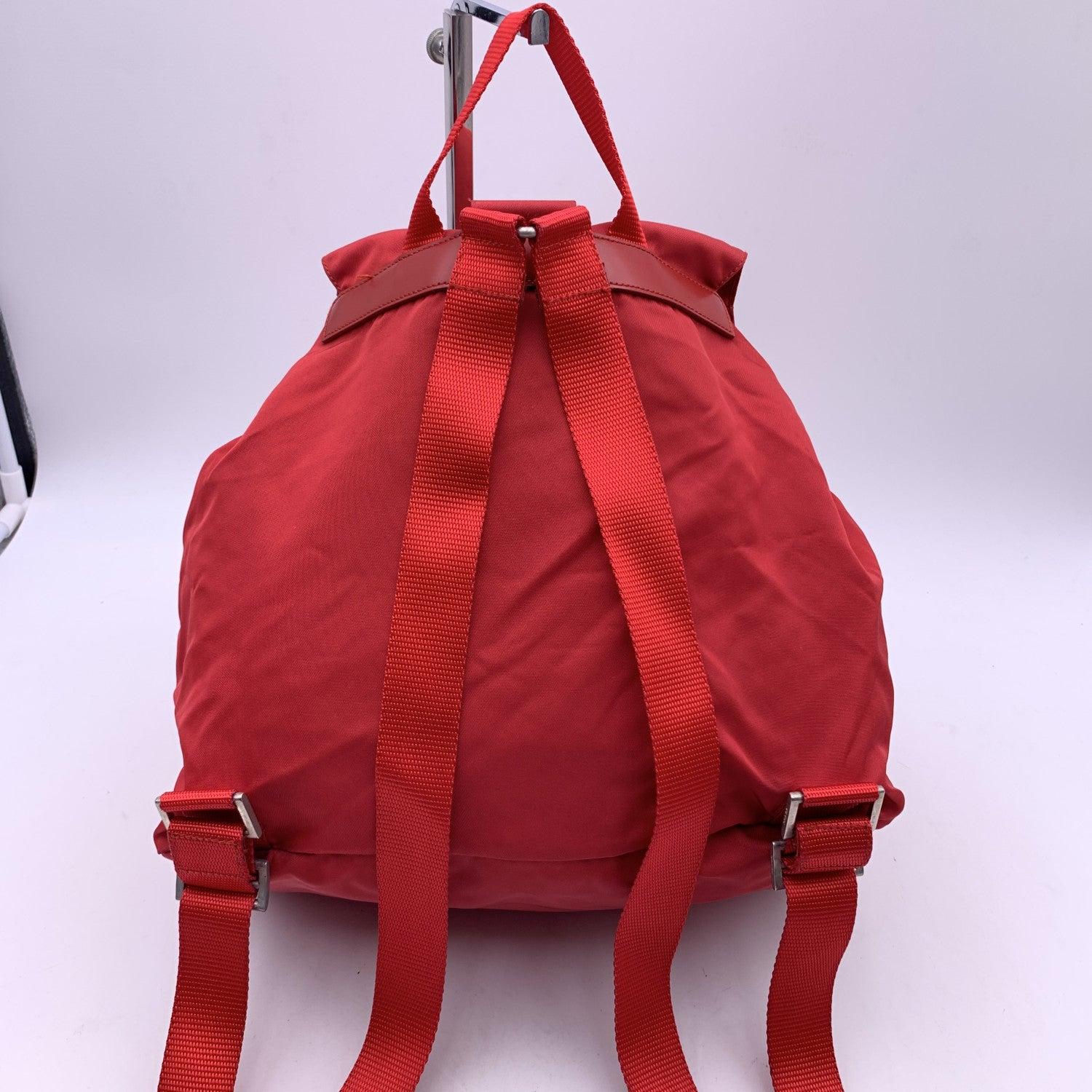 Prada Vintage Red Nylon Canvas Backpack Shoulder Bag 3