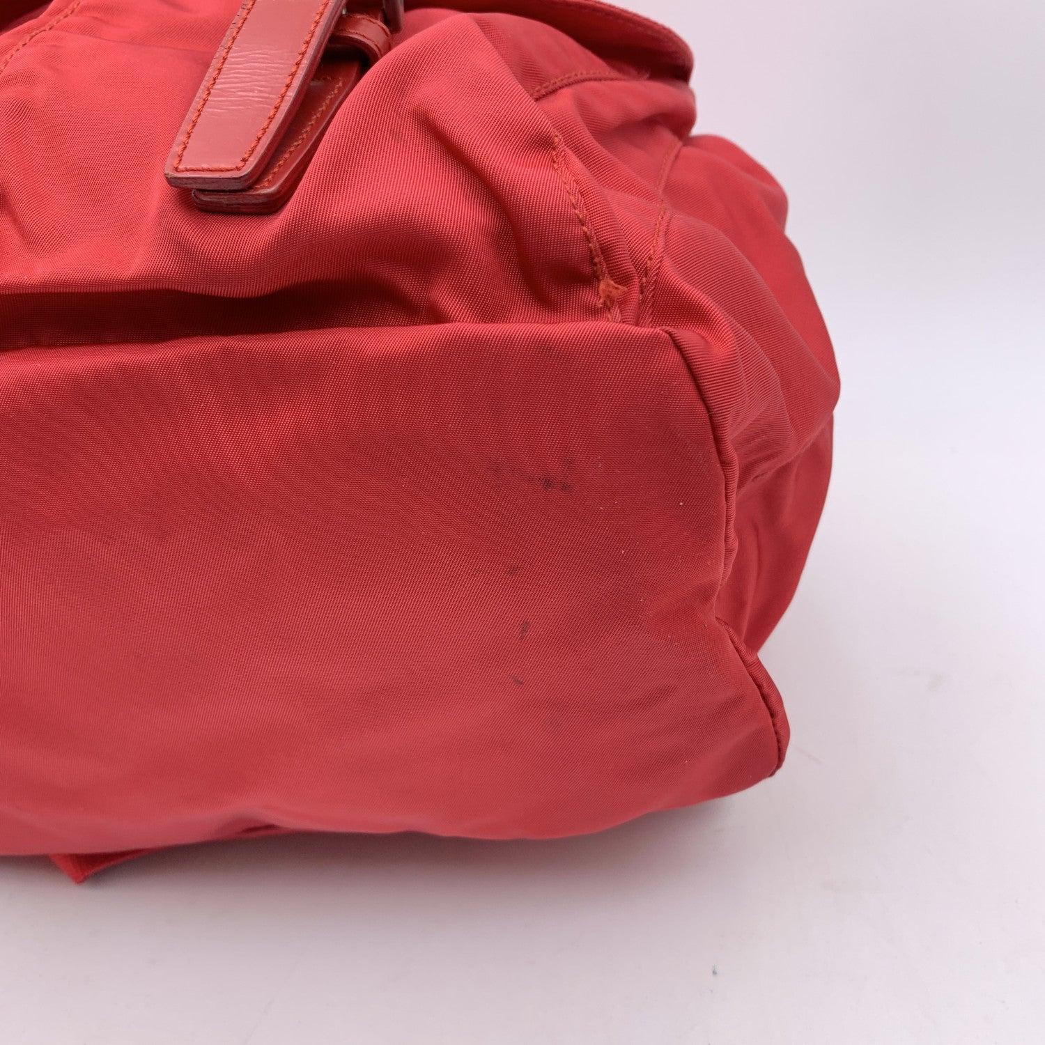 Prada Vintage Red Nylon Canvas Backpack Shoulder Bag 4