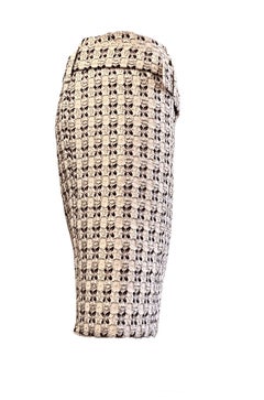 PRADA Vintage Runway S/S 2002 Metallic Cloqué Brocade Belted Pencil Skirt iT 42