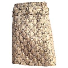 PRADA Vintage Runway S/S 2002 Metallic Gold Brocade Belted Skirt IT 40