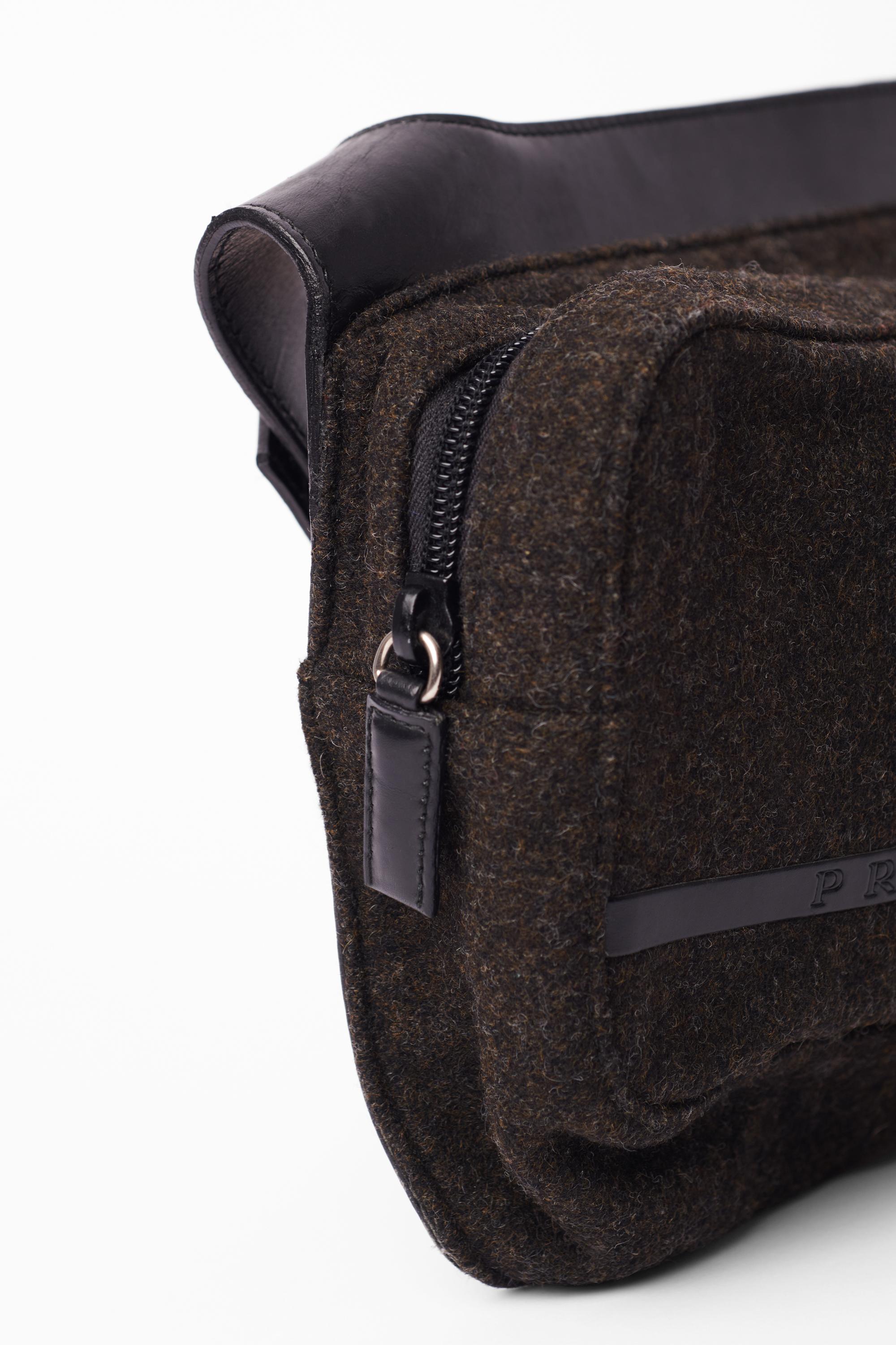 Black Prada Vintage S/S 1999 Grey Wool Crossbody Bag