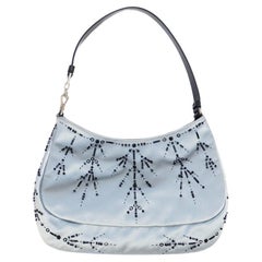 Prada Vintage S/S 2000 Cleo Seide Perlen Tasche in Icy Blue