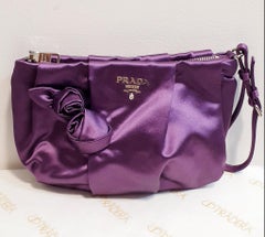 New Prada Violet flower silk handBag with certificate