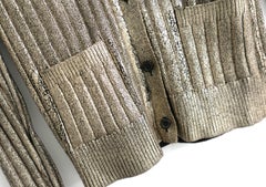 Prada Vintage Spring 2004 Gold Painted Ribbed Cardigan