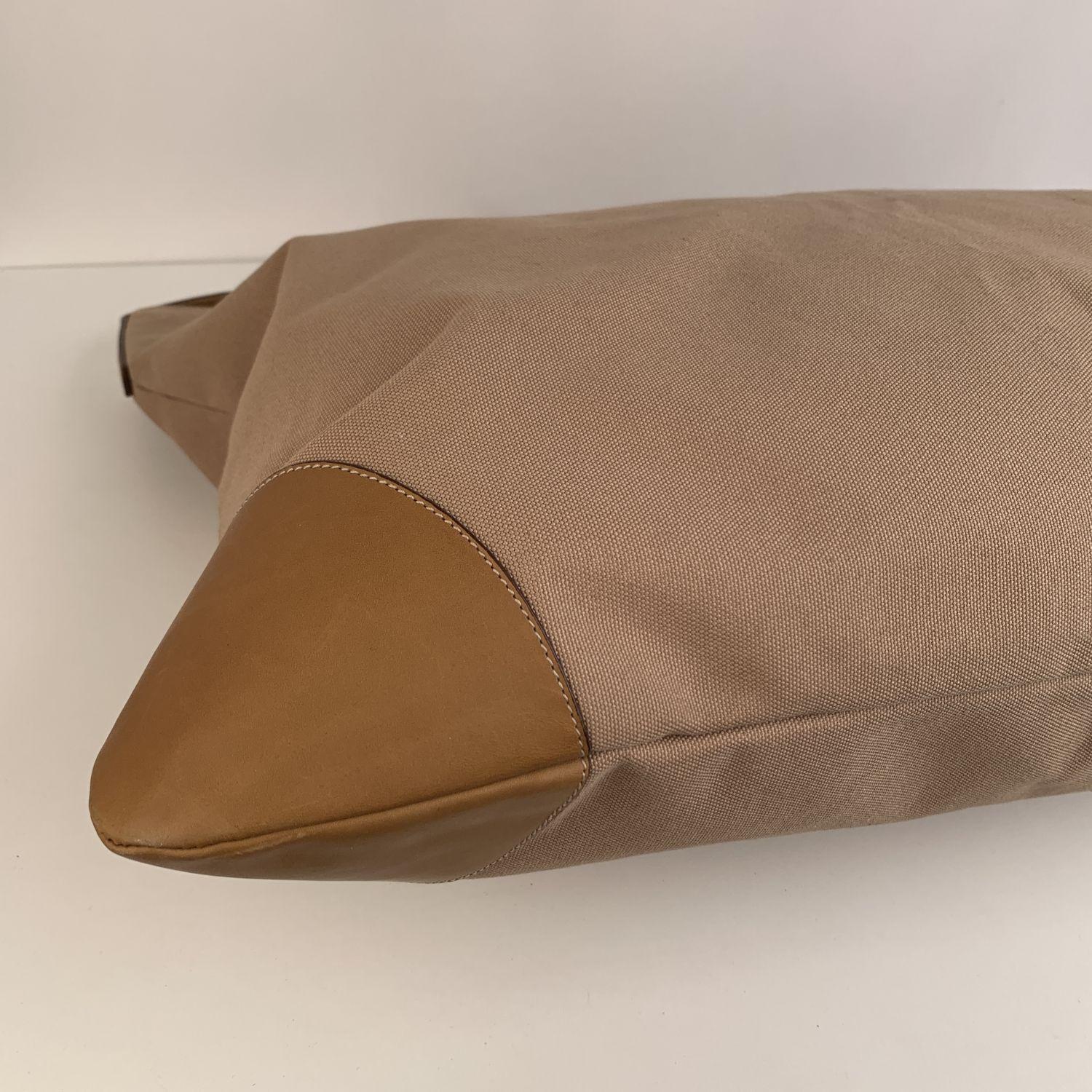 Women's Prada Vintage Tan Canvas Large Travel Shoulder Bag VS0034