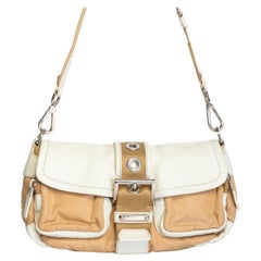 Prada Vintage Tessuto Buckle Beige Crossbody Bag