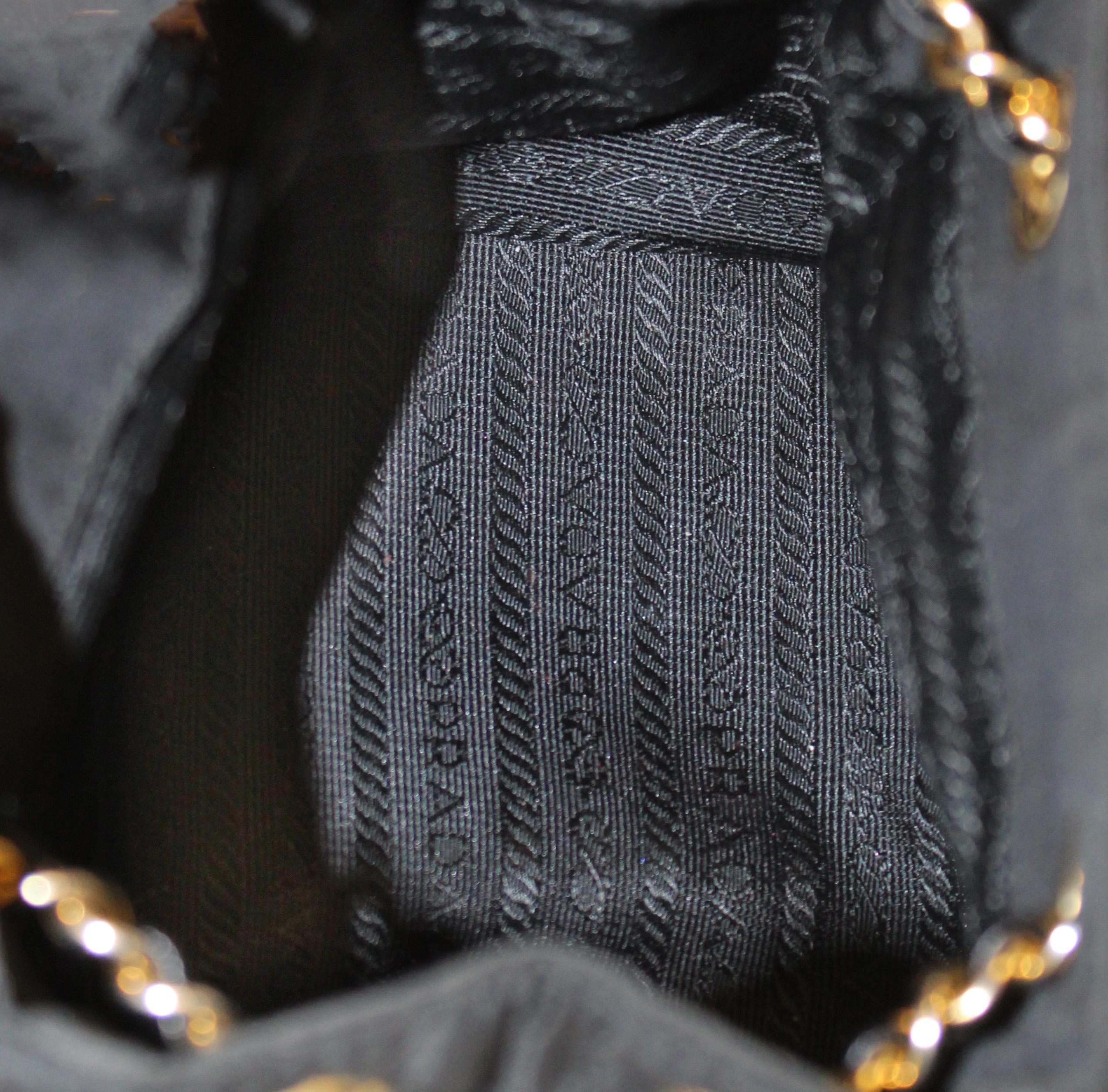 Women's Prada Vintage Tessuto Quilted Black Nylon Mini Shoulder Bag