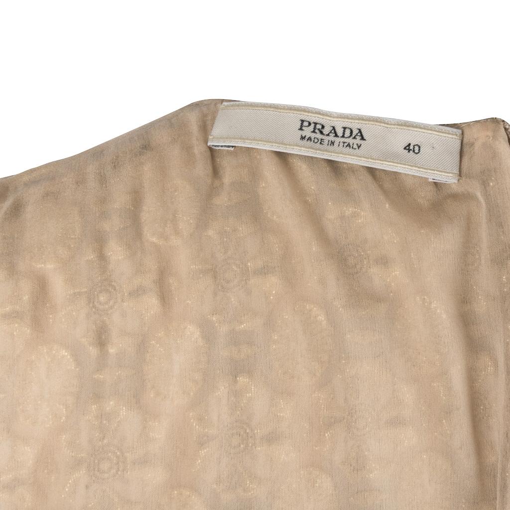 Prada Vintage Top aus besticktem Brokat in Nudegold und Braun 40 / 4 im Angebot 5