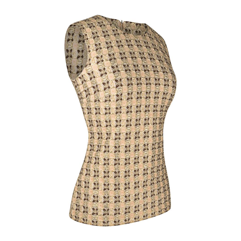 Prada Vintage Top aus besticktem Brokat in Nudegold und Braun 40 / 4 im Zustand „Hervorragend“ im Angebot in Miami, FL