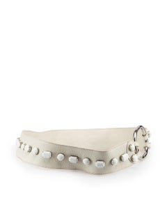 Prada Vintage White Crystal Accent Belt