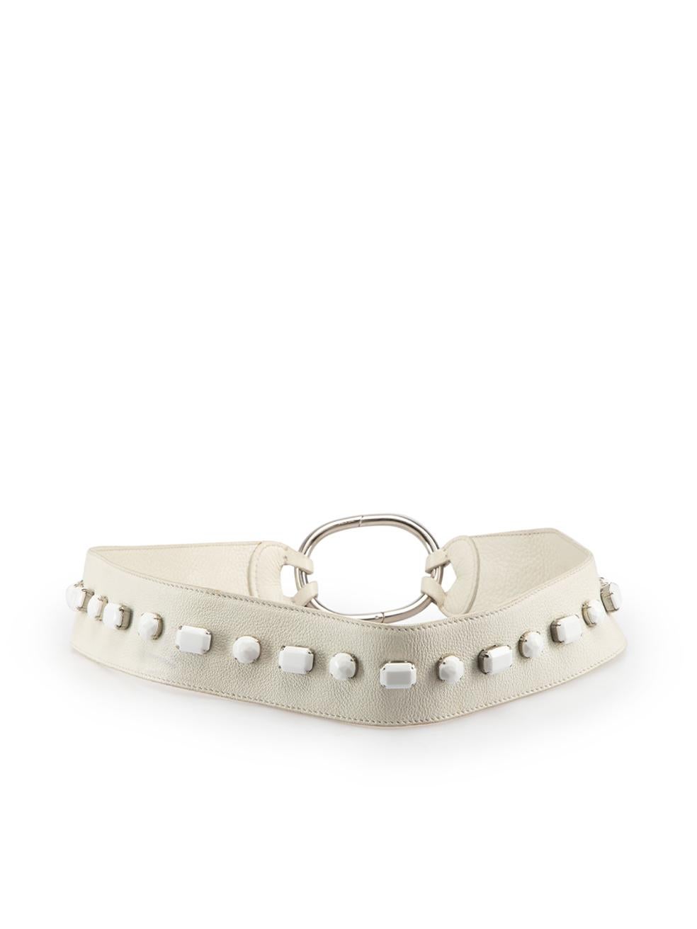 Prada Vintage White Crystal Accent Belt In Good Condition For Sale In London, GB