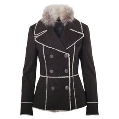 Prada Vintage-Wolljacke mit Pelzkragen - 10er Jahre