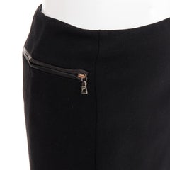 PRADA Vintage Wolle minimal lineare Lederbesatz Reißverschluss Tasche Bleistiftrock IT38 XS