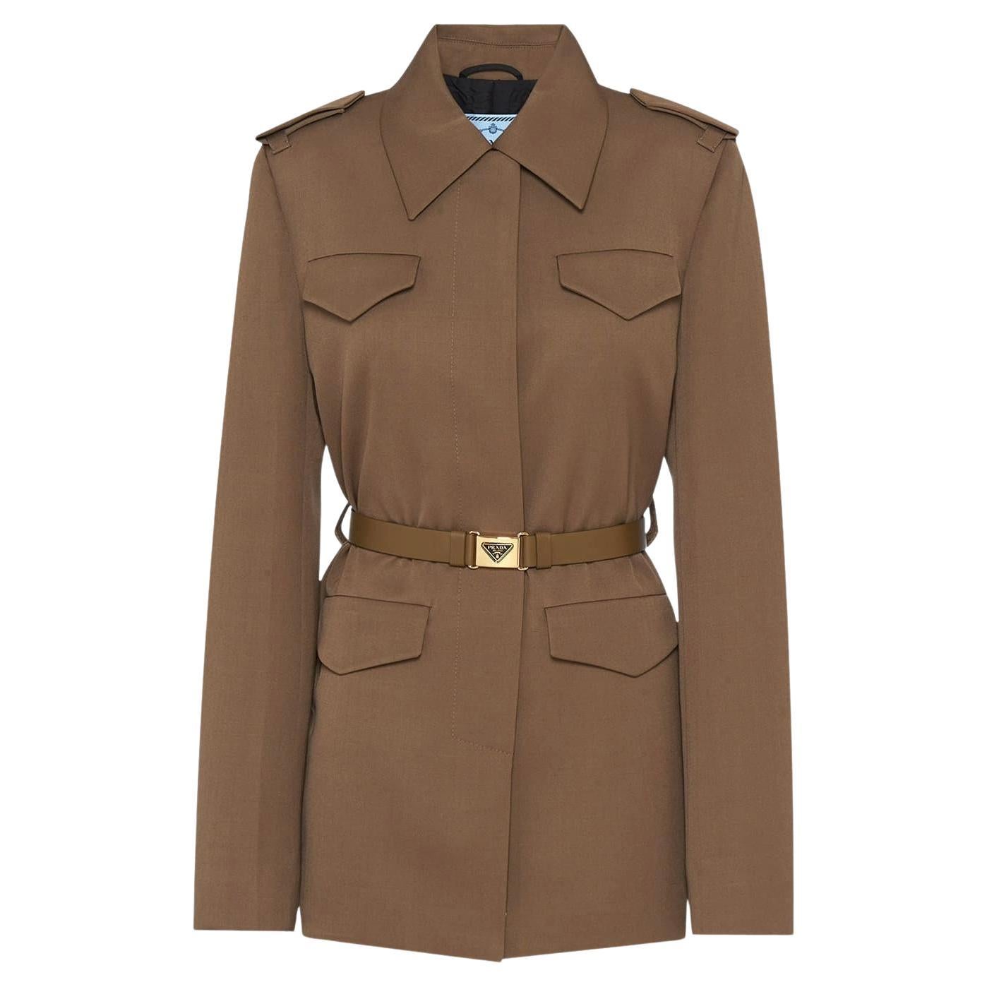 Prada - Veste ceinturée en gabardine de laine vierge