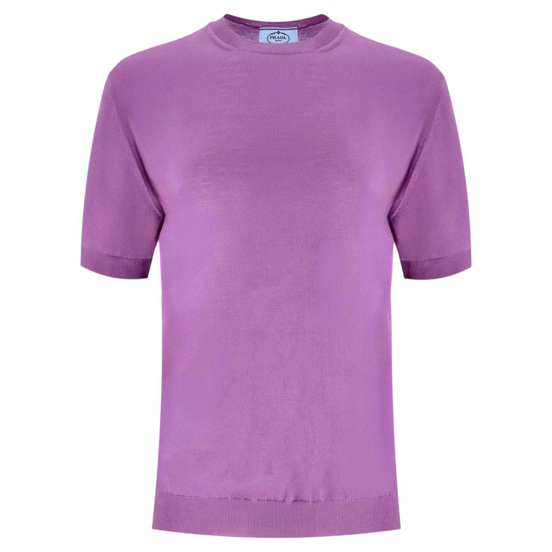 Pull à manches courtes en laine vierge Prada