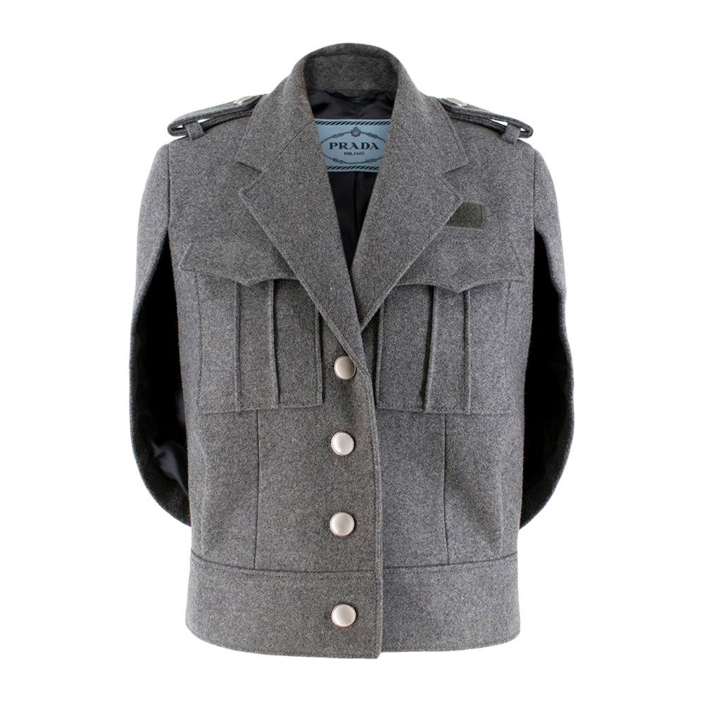 Prada Virgin Wool Single Breasted Wool Cape - New Season 36 UK4