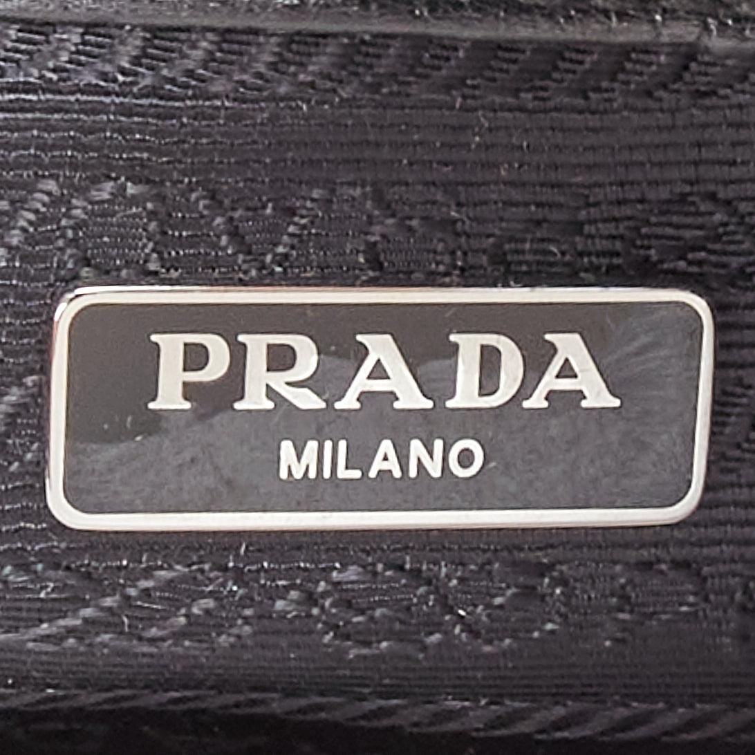 PRADA Vitello Daino black calfskin silver logo zip crossbody camera bag 6