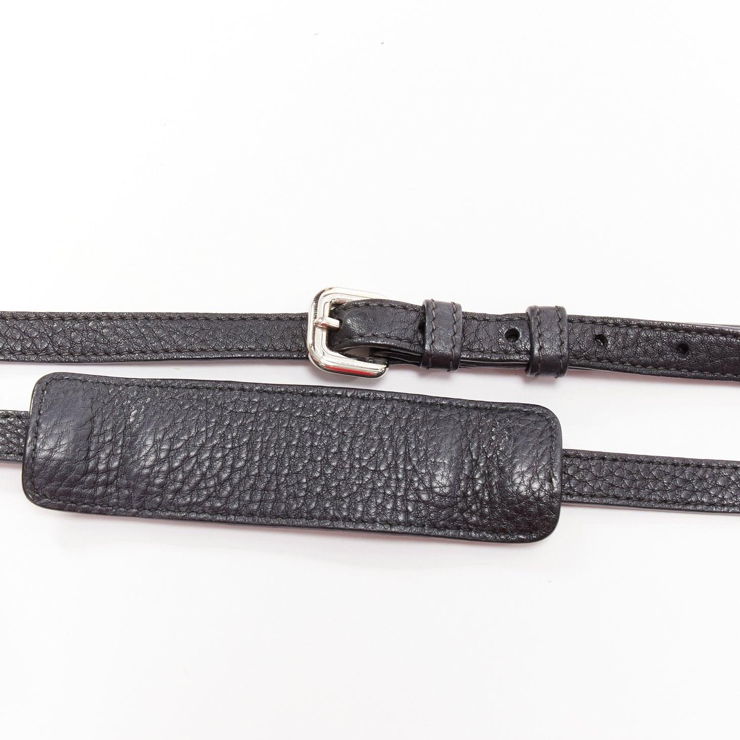 PRADA Vitello Daino black calfskin silver logo zip crossbody camera bag 4