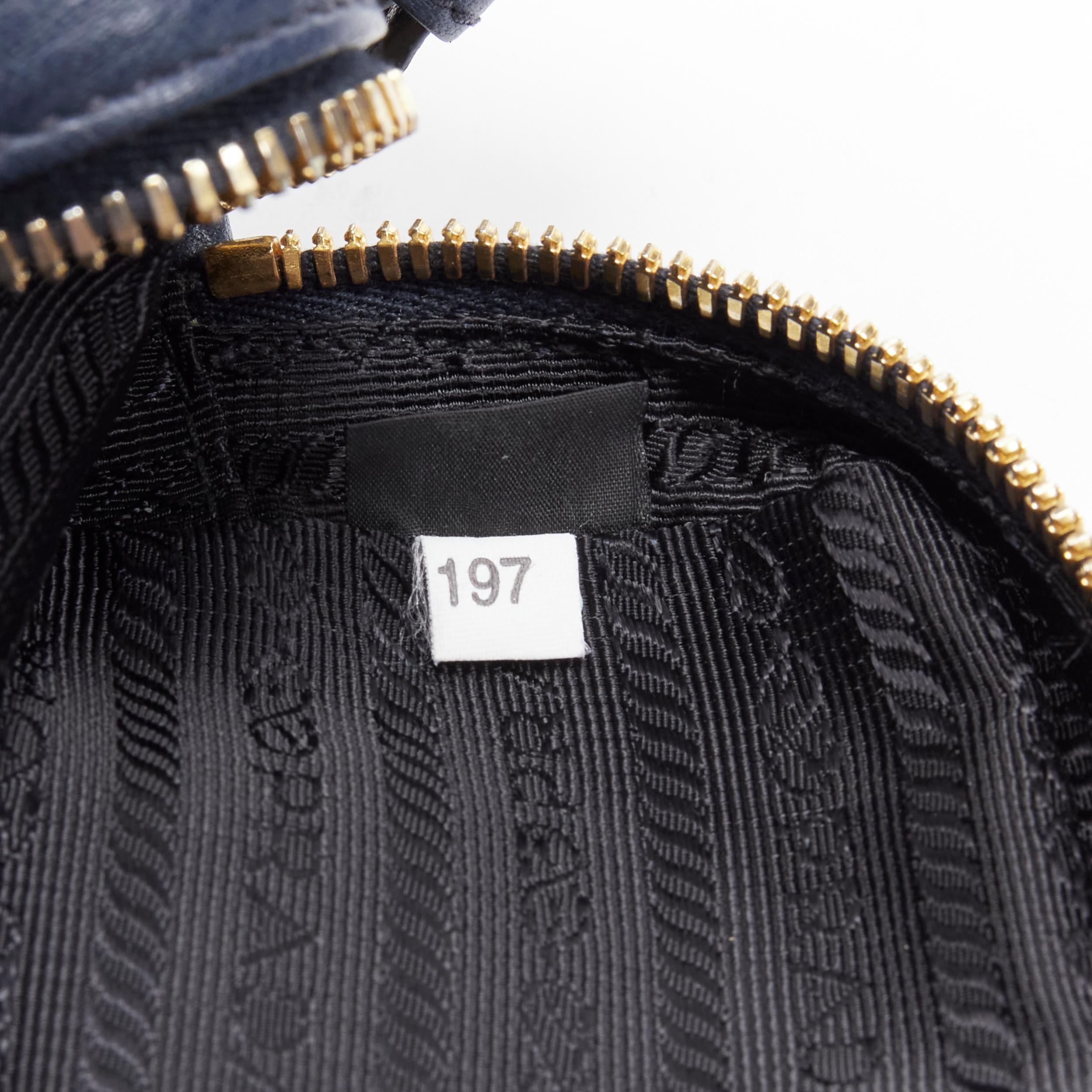 PRADA Vitello Daino blue  leather gold logo double zip crossbody messenger bag 4
