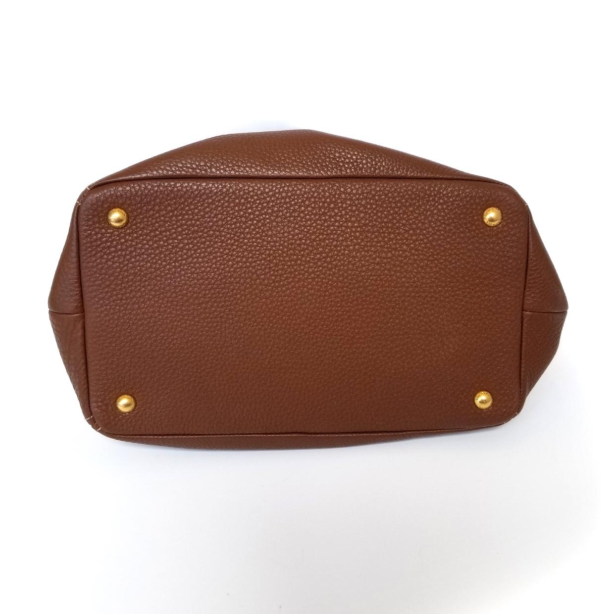 Prada Vitello Daino Brown Solid Satchel Handbag 1