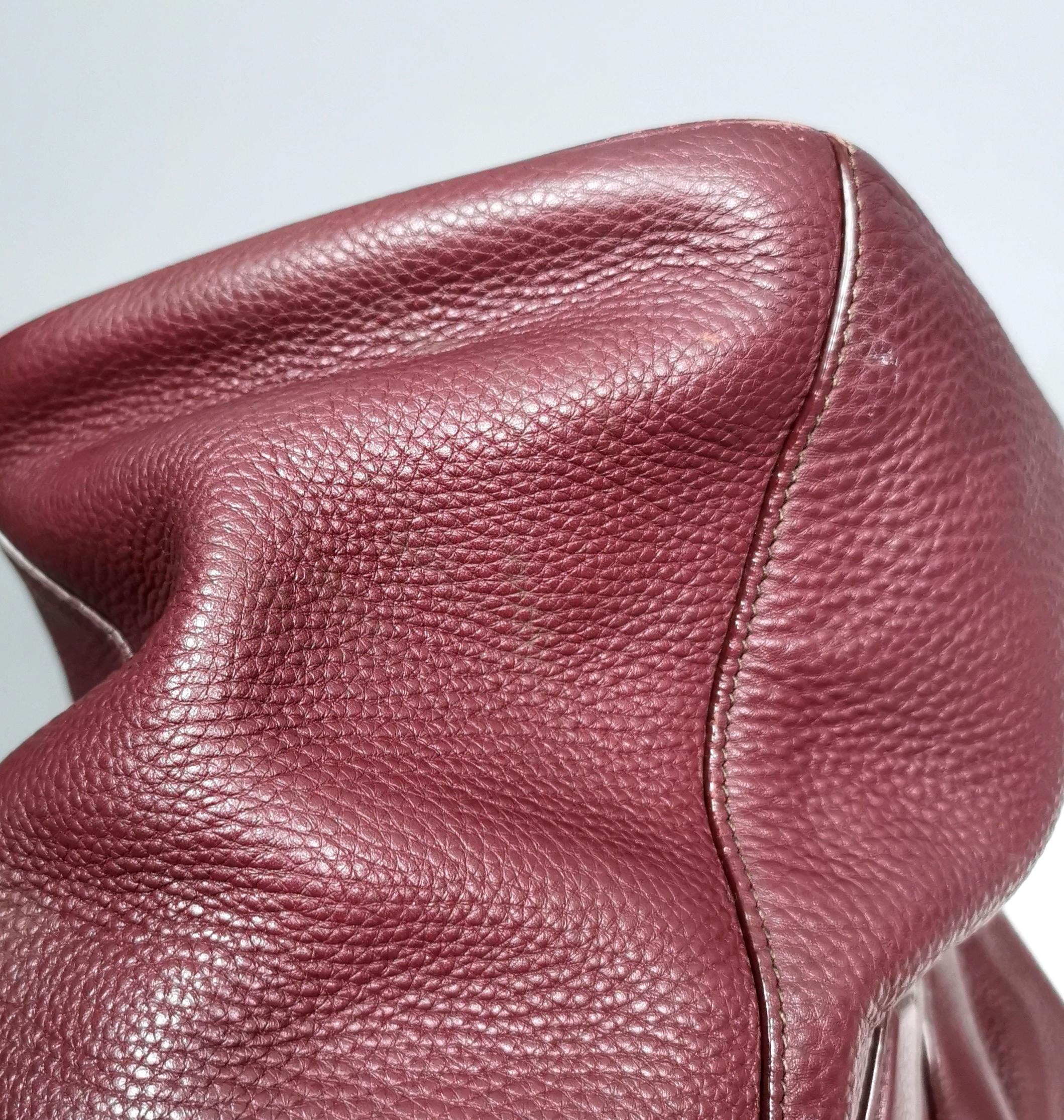 Prada Vitello Daino burgandy leather shopper, Tote bag  11