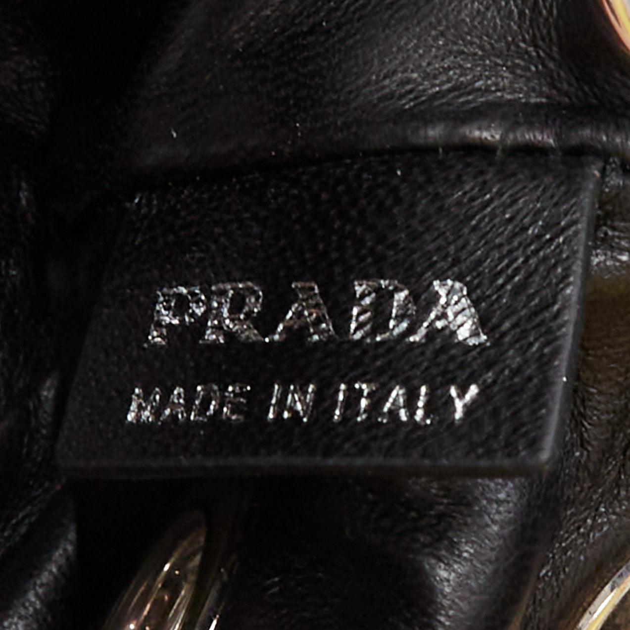 PRADA Vitello Daino Grommet Chain black leather cut out rectangle shoulder bag 5