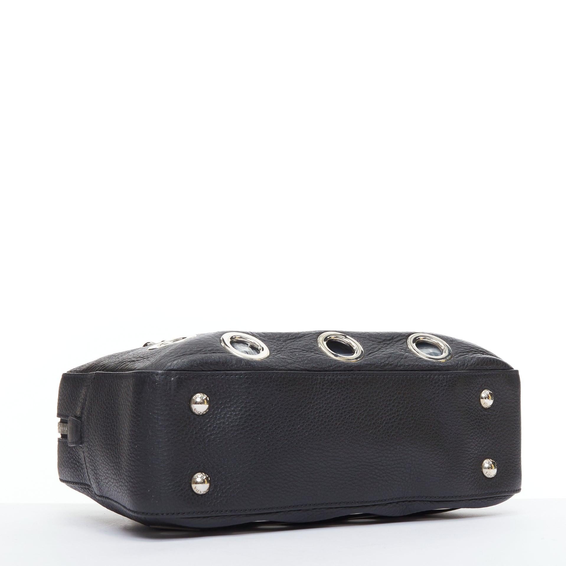 PRADA Vitello Daino Grommet Chain black leather cut out rectangle shoulder bag 1