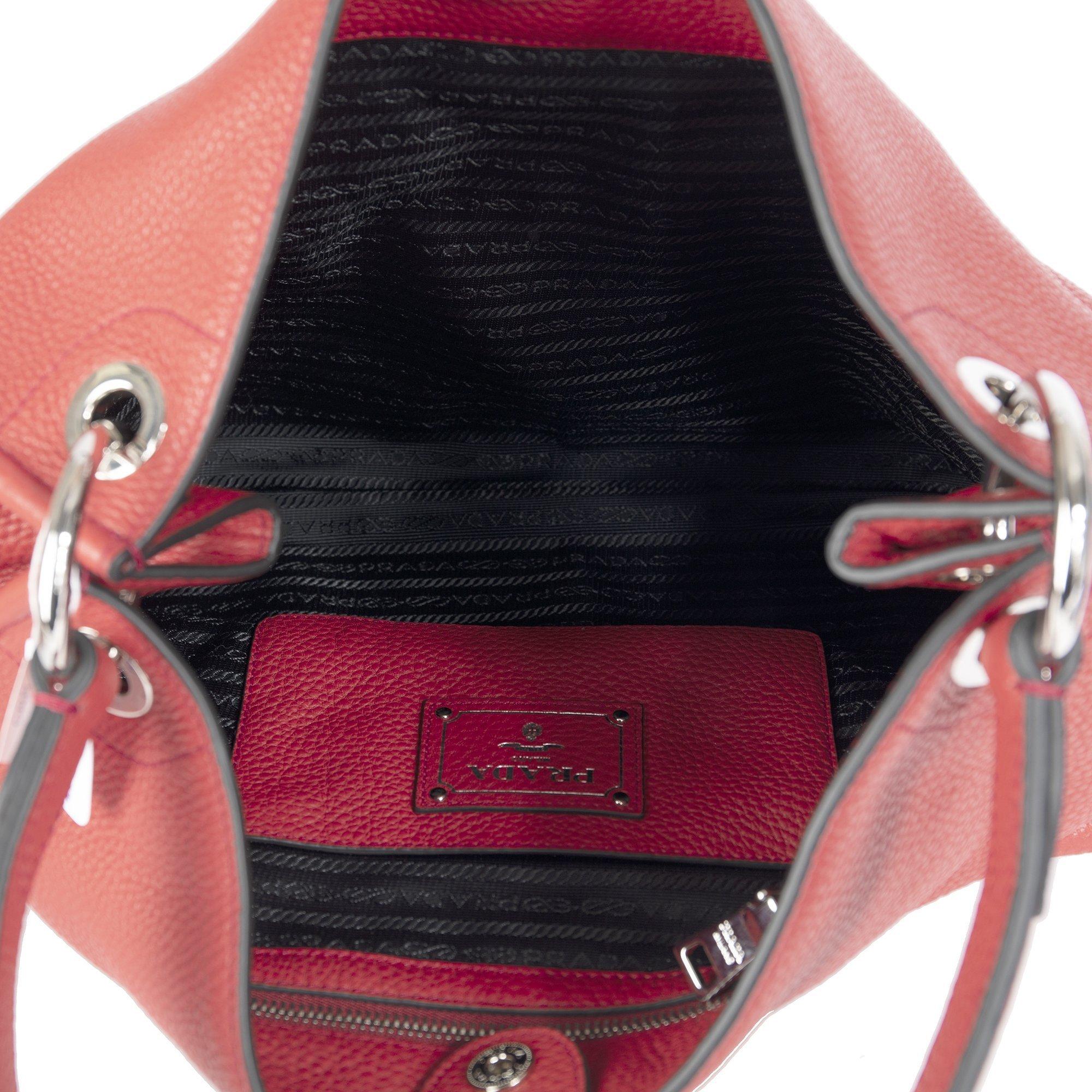 Women's Prada Vitello Daino Hobo Red Leather Hobo bag