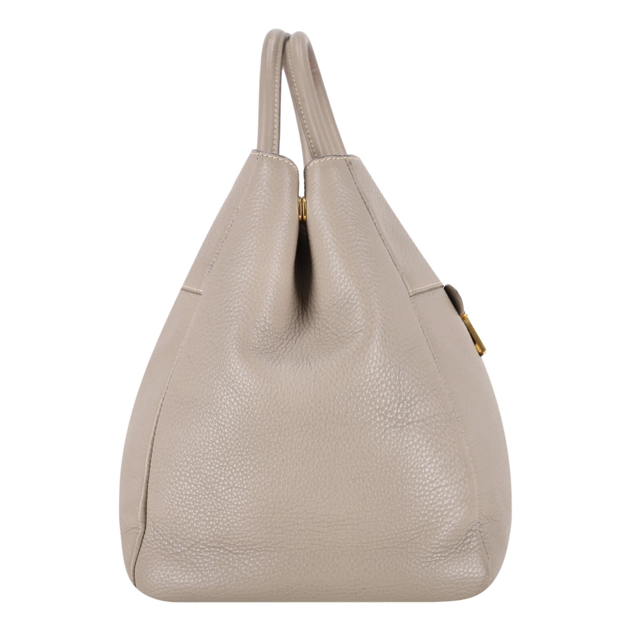 Beige Prada Vitello Daino Leather Handbag For Sale