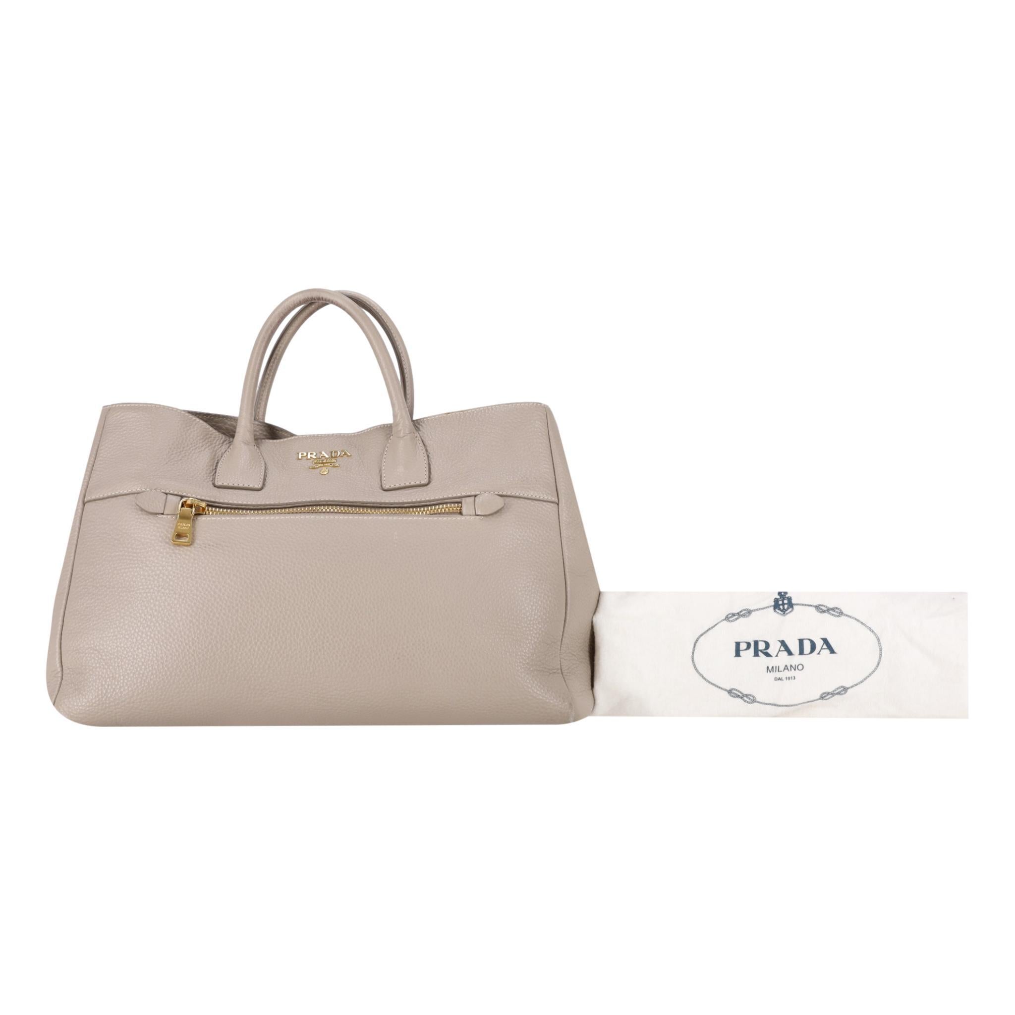 Prada Vitello Daino Leather Handbag For Sale 1