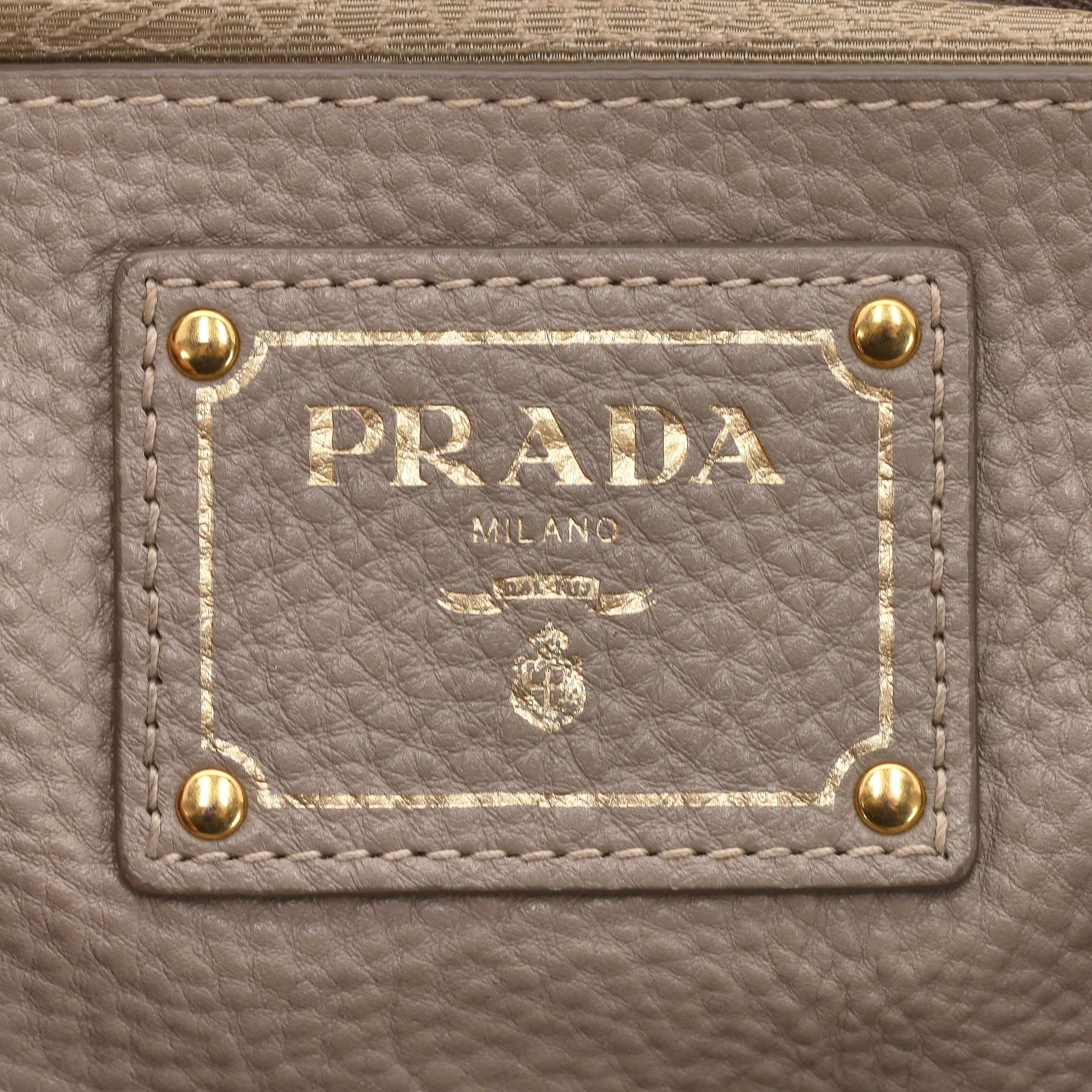 Prada Vitello Daino Leather Handbag For Sale 2