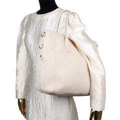 Prada Vitello Daino Damen Leder Einkaufstasche in Beige Weiß