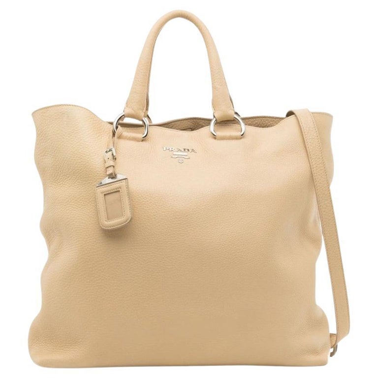 Prada Tessuto Vitello Daino Nylon Tote Shoulder Bag