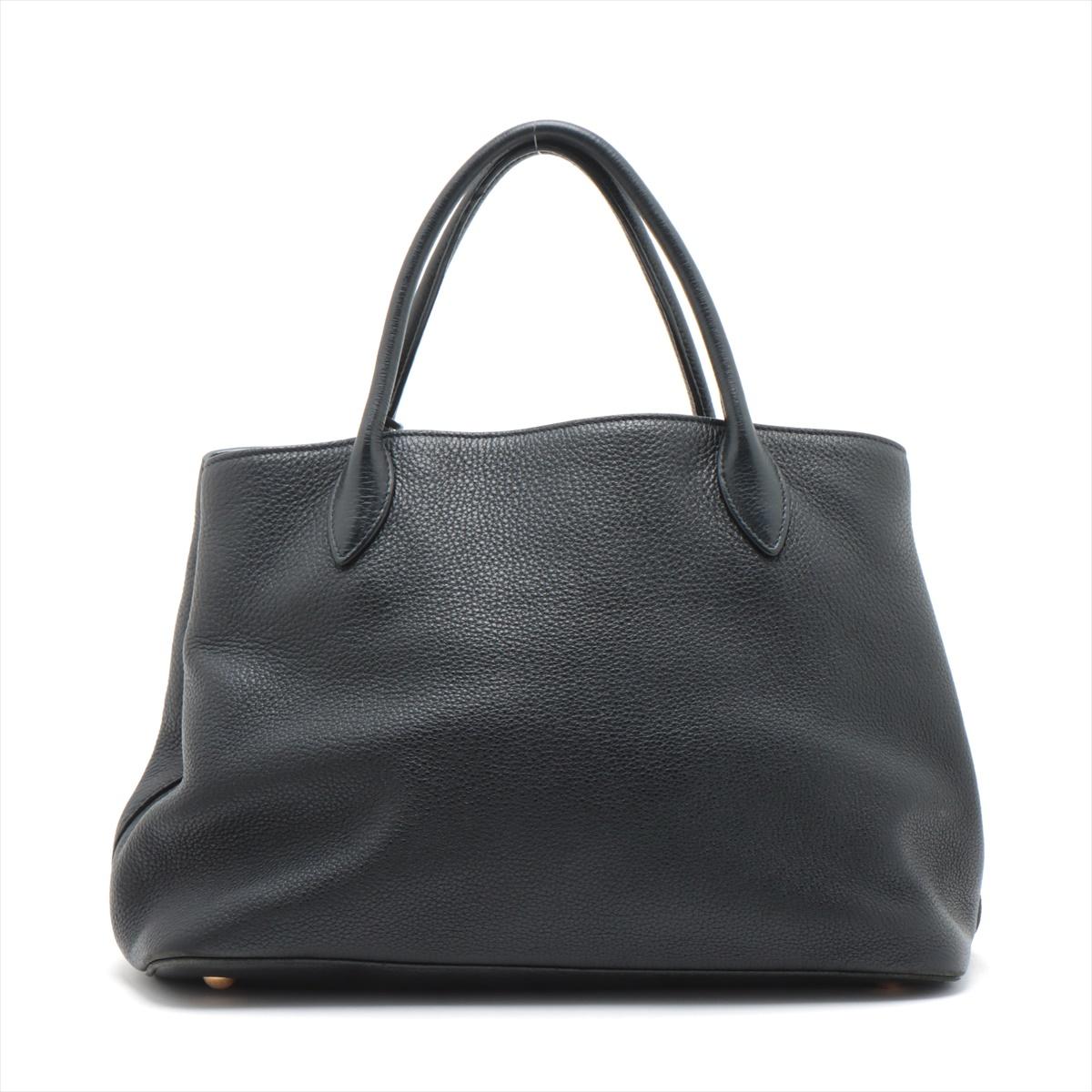 Prada Vitello Daino Leather Two - Way Handbag Black In Good Condition For Sale In Indianapolis, IN