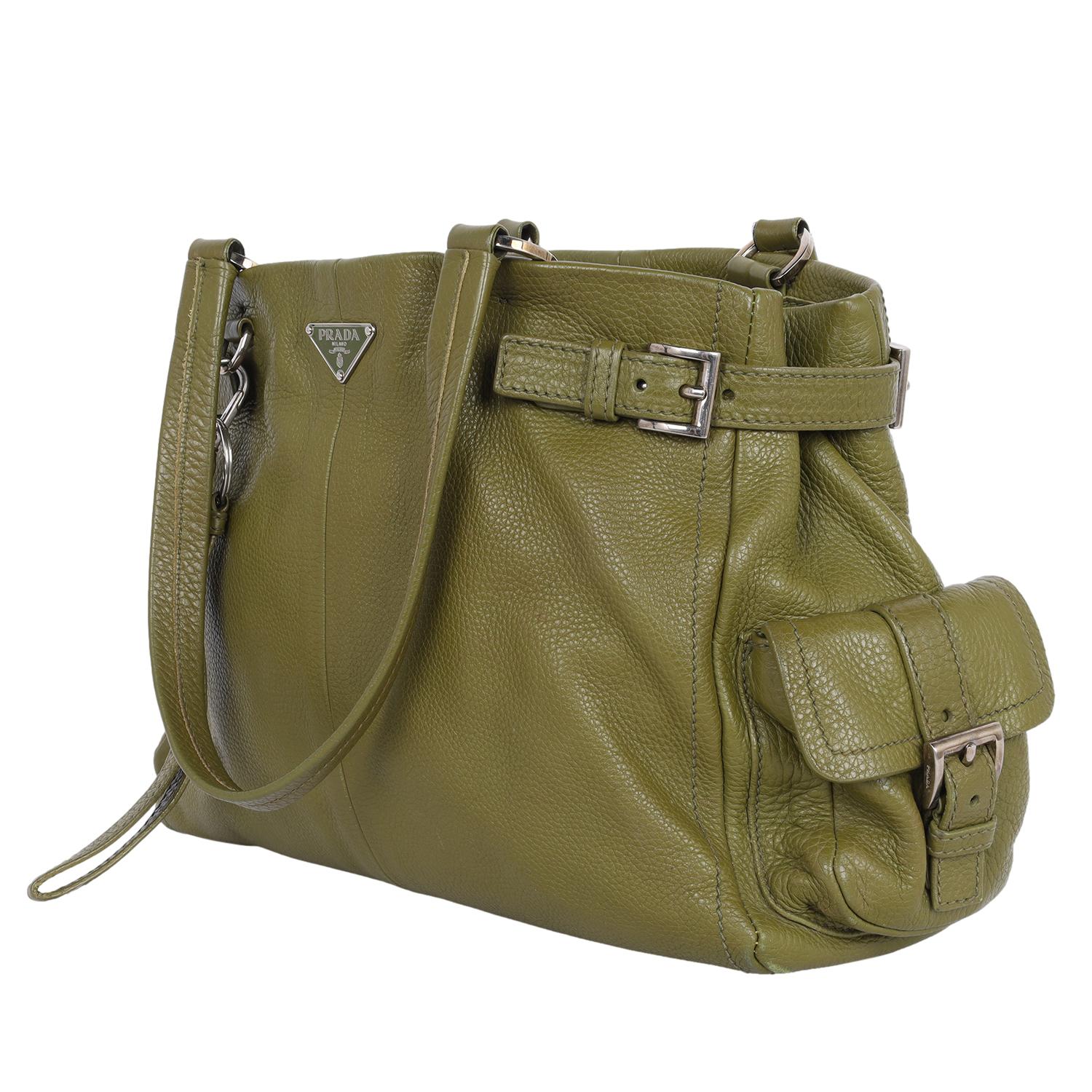 Women's Prada Vitello Daino Life Shoulder Bag Green