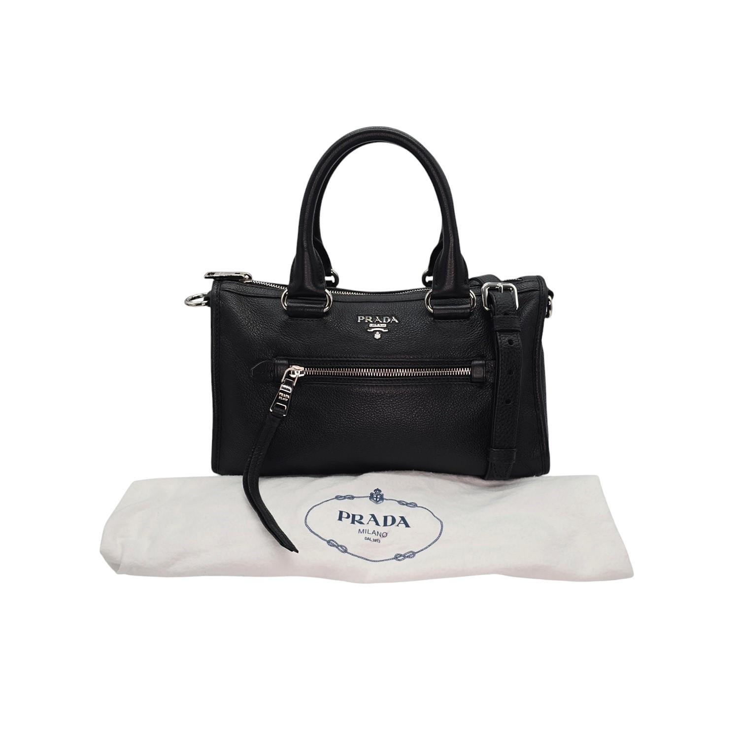 Prada Vitello Daino Phenix Nero Handtasche Satchel 7