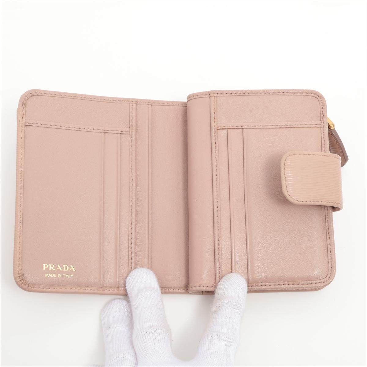 Women's Prada Vitello Leather Compact Wallet Beige