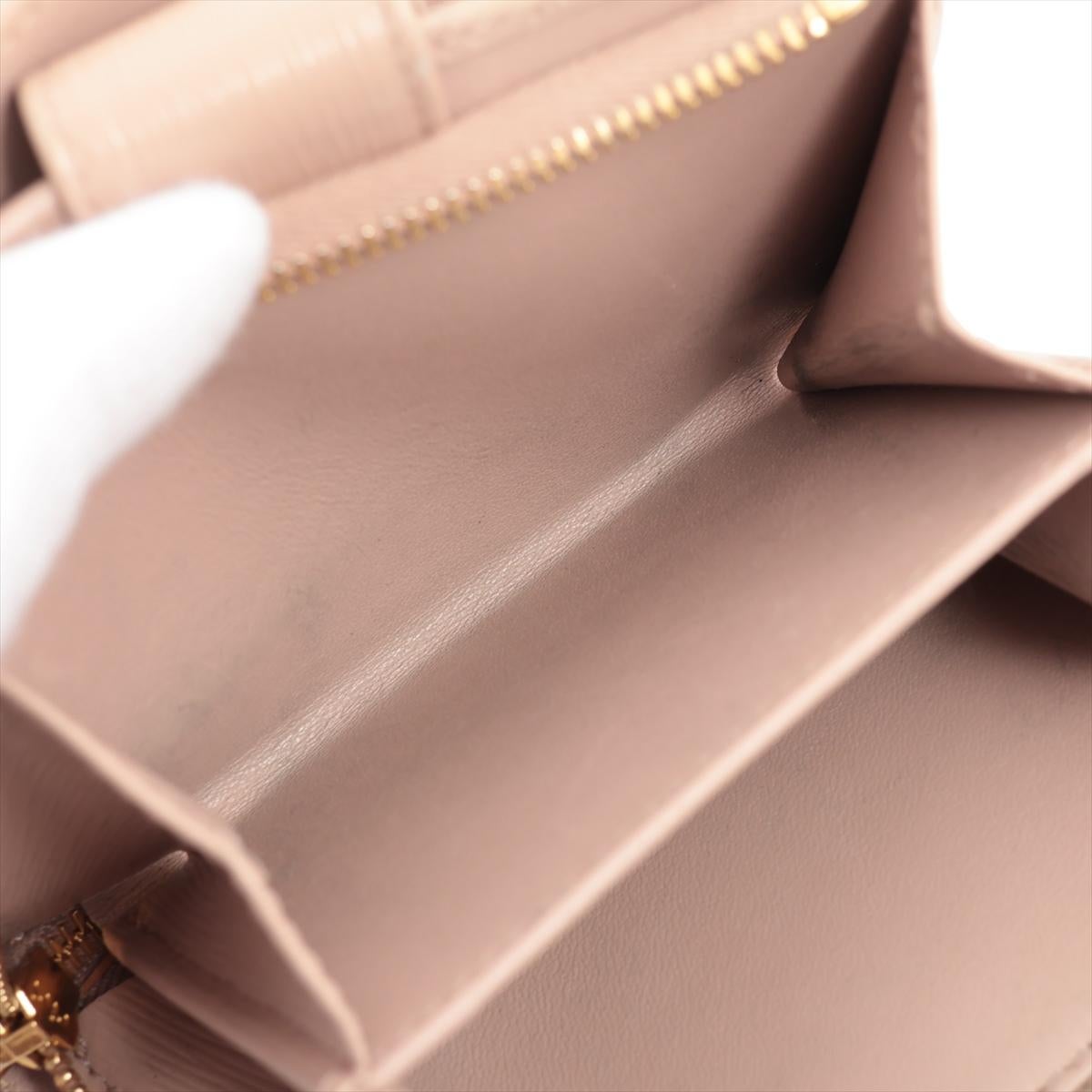 Prada Vitello Leather Compact Wallet Beige 2