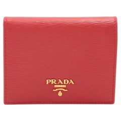 Prada Vitello Leather Compact Wallet Red