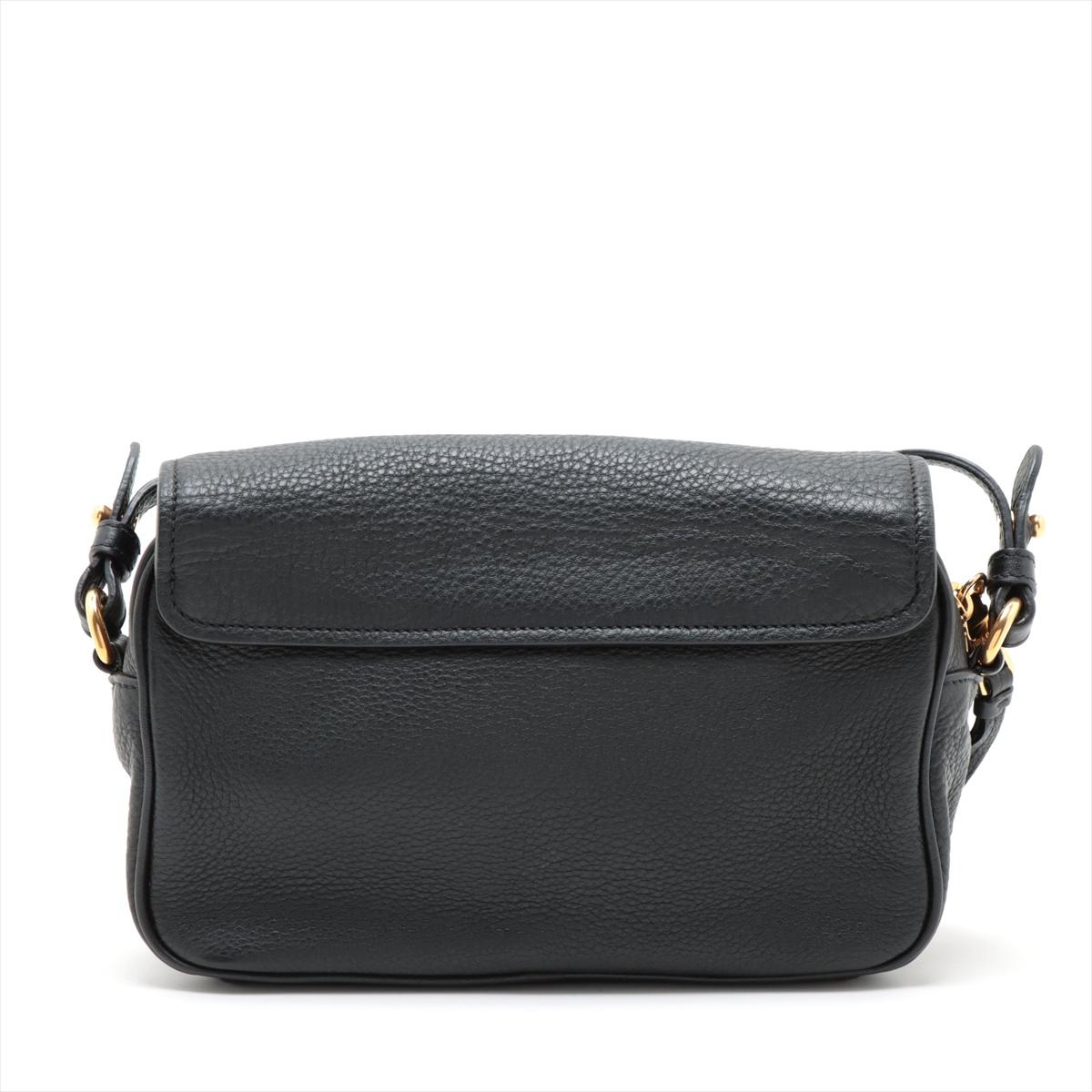 Prada Vitello Leather Crossbody Bag Black In Good Condition In Humacao, PR