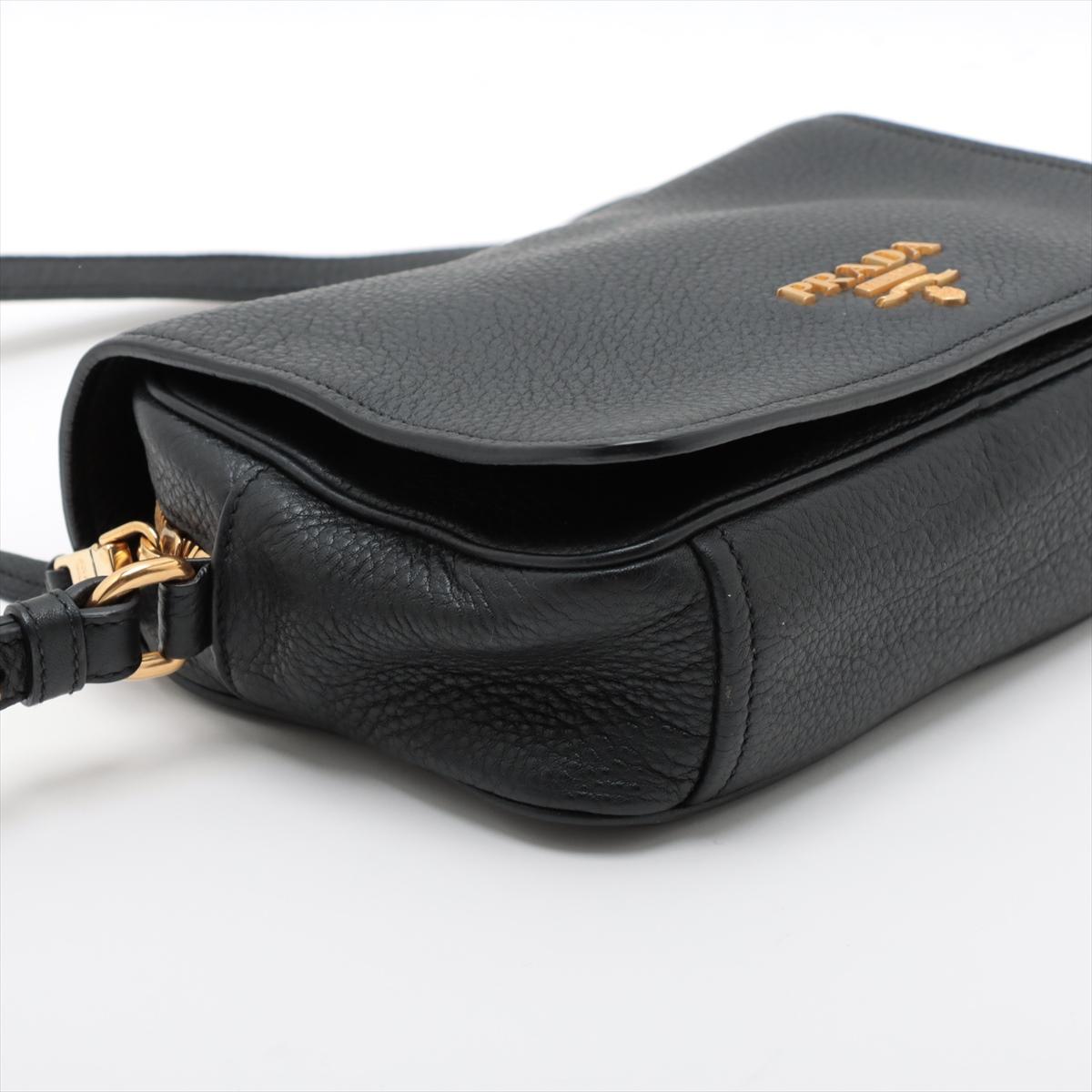 Prada Vitello Leather Crossbody Bag Black 1