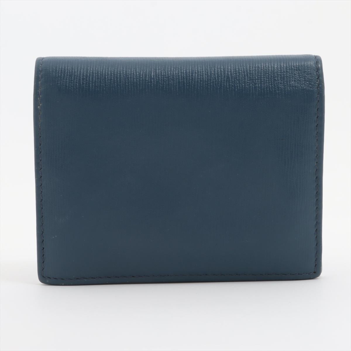 Prada Vitello Move Leather Compact Wallet Blue In Good Condition For Sale In Indianapolis, IN