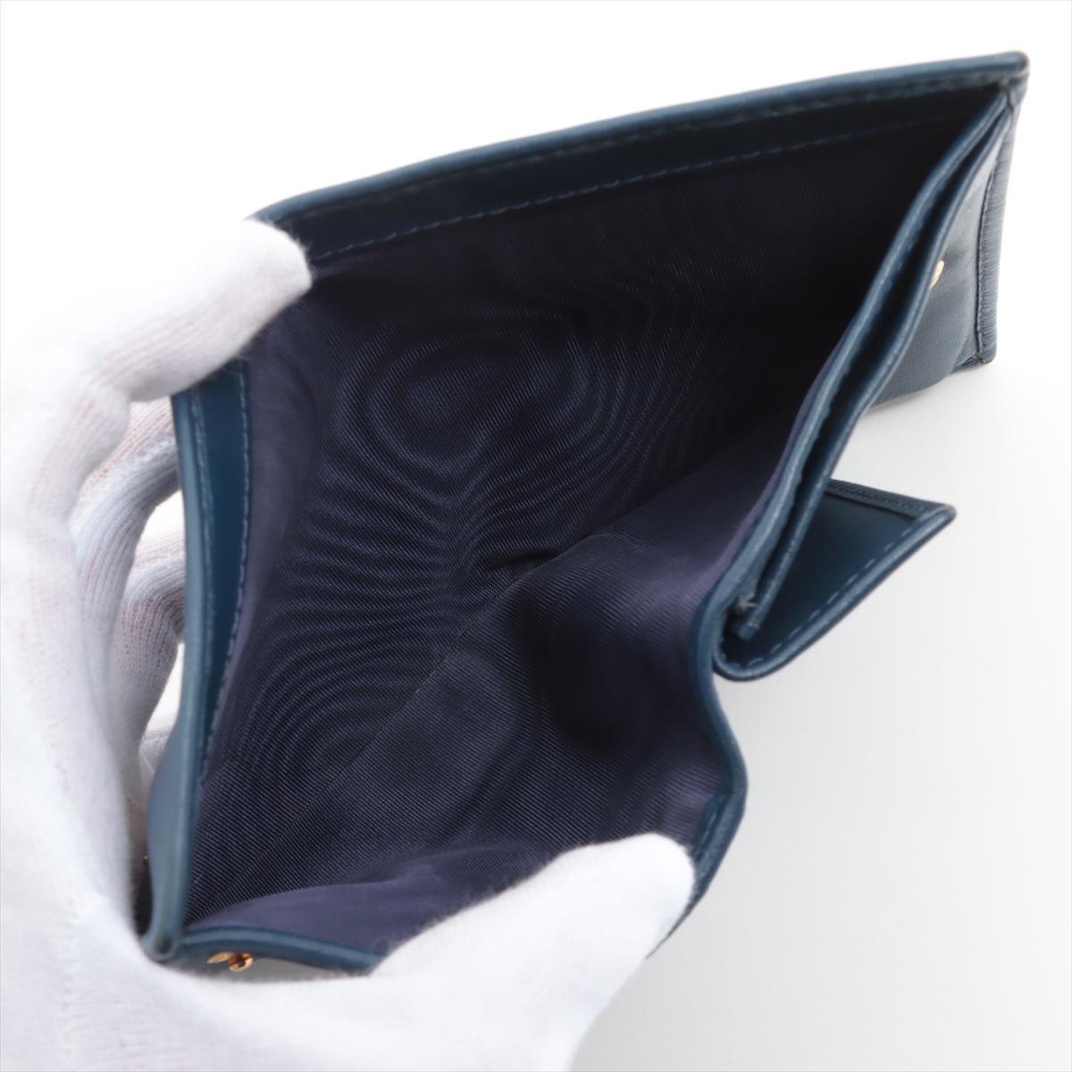 Prada Vitello Move Leather Compact Wallet Blue For Sale 2