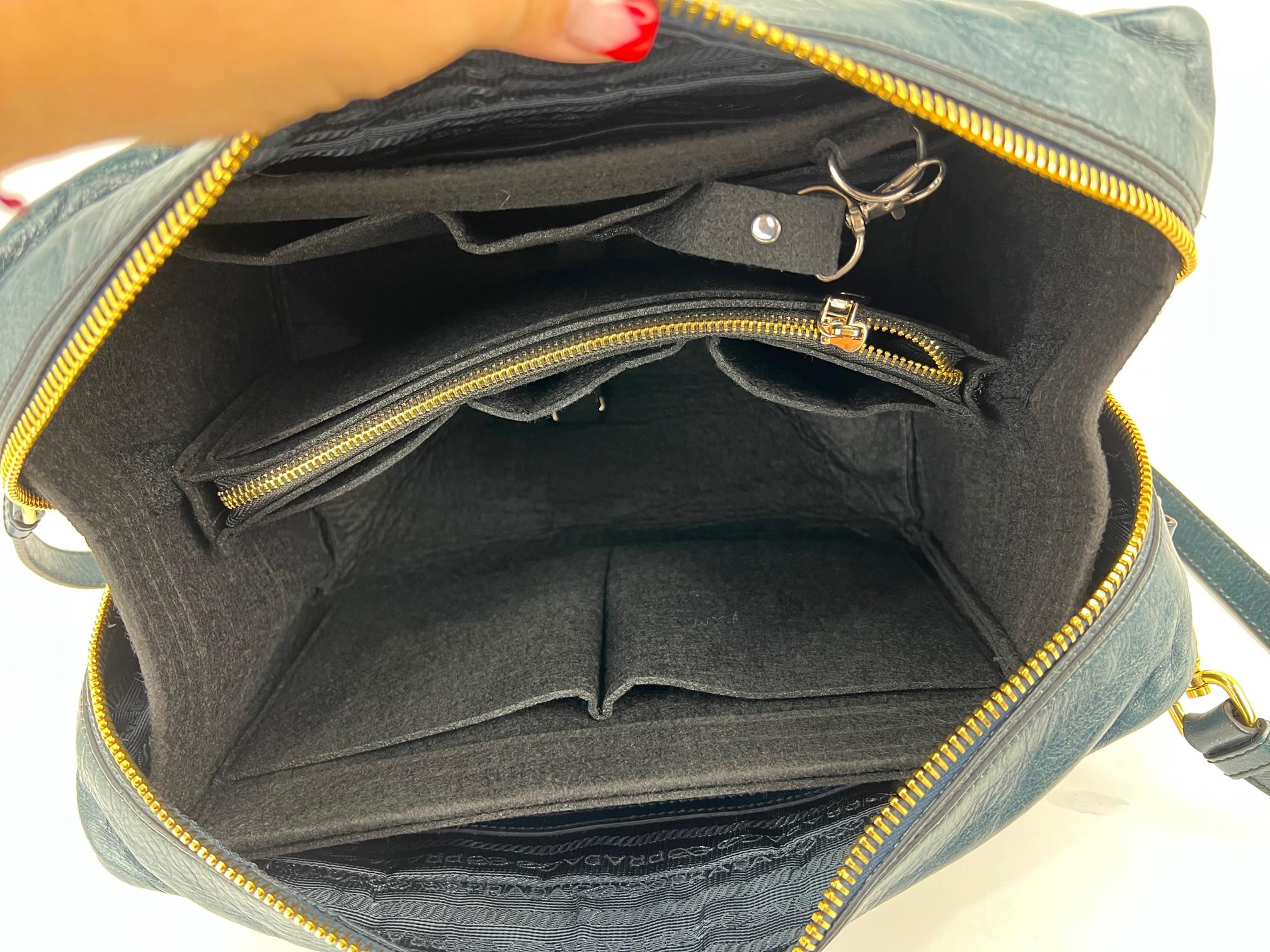 PRADA Vitello Shine Shopping Satchel Denim color Distressed Bag 2