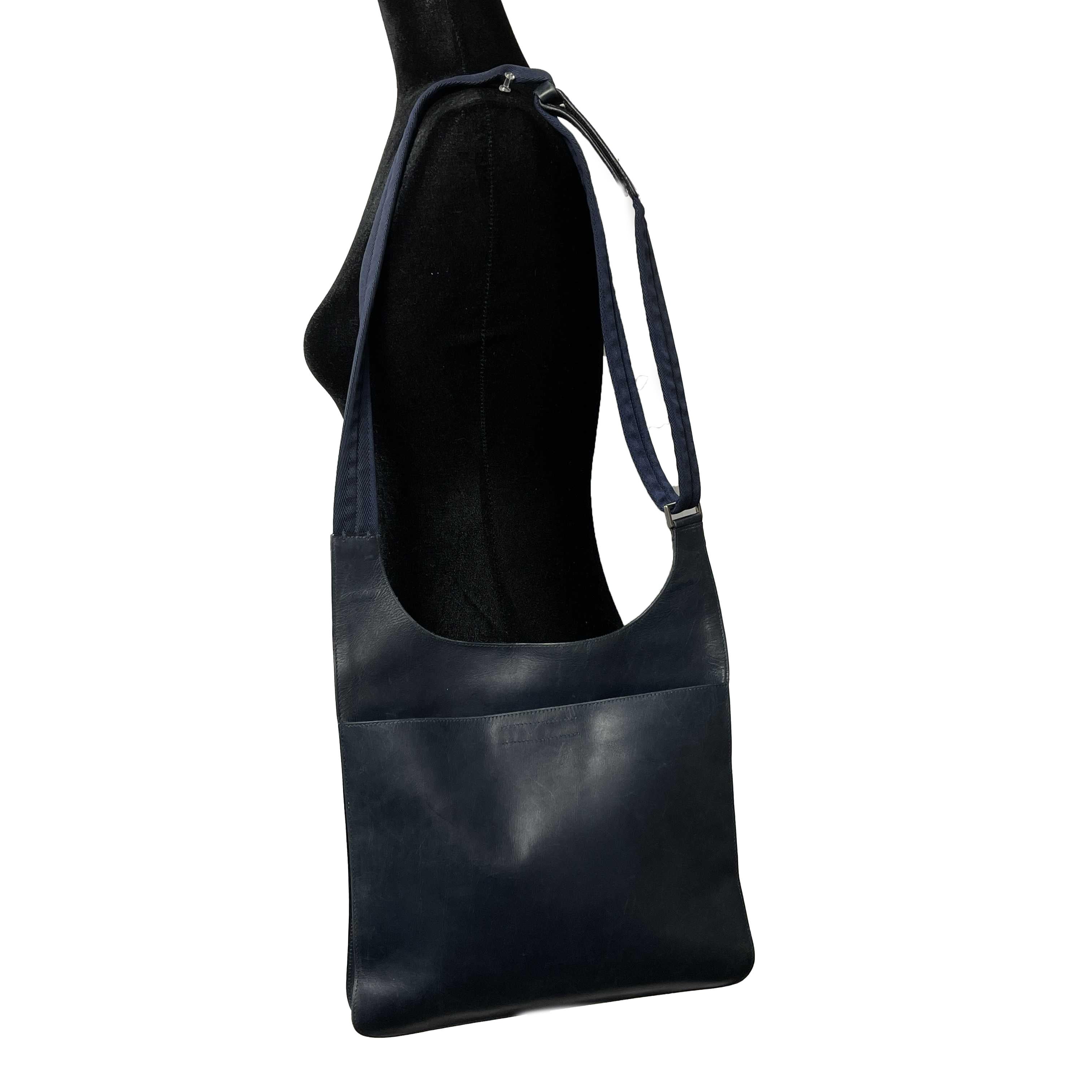 Black Prada Vitello Sport Messenger Shoulder Bag Baltico (Navy) Crossbody Bag