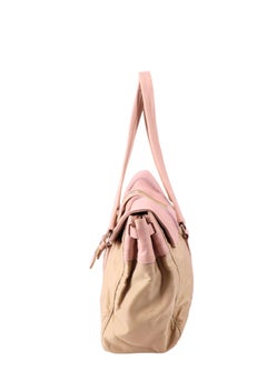 Borsa a tracolla in tessuto con bordo in Vitello di Prada