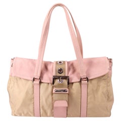 Borsa a tracolla in tessuto con bordo in Vitello di Prada