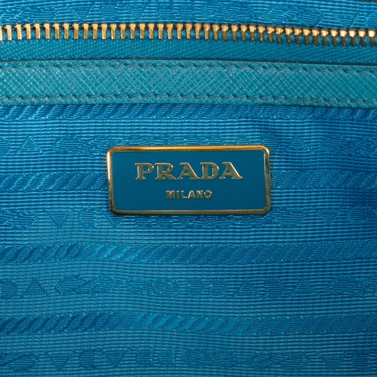 Women's PRADA Voyage blue Suffiano Lux leather BL0095 SCARLATTO Shoulder Bag